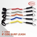Y07002 8ft Coiled surf board leash paddle foot leash SUP board leash leg ropes
